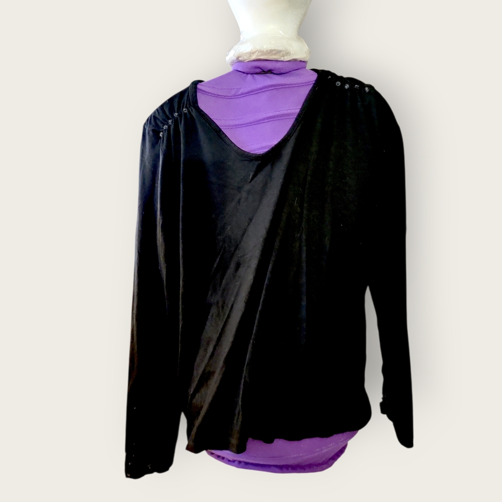 Julie Guerlande Womans Medium Black Plain Viscose Long Sleeve Shirt With Sequins
